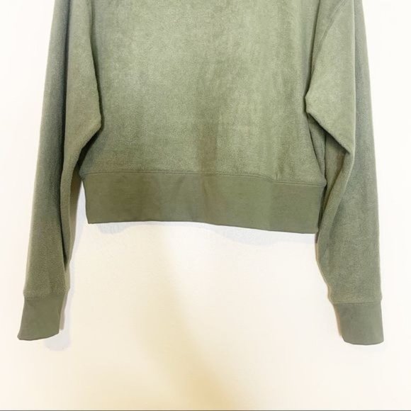 NWT Abound Olive Night Mock Neck Long Sleeve Cropped Fleece Pullover Small - Picture 8 of 11
